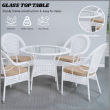Outdoor All-Weather Resistant Rattan Wicker 5-Piece Dining Set