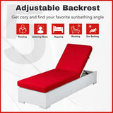 Outdoor All-Weather Rattan Wicker Lounger (White & Red)