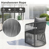 Outdoor 3 Piece Rope Patio Sofa Set (Grey)