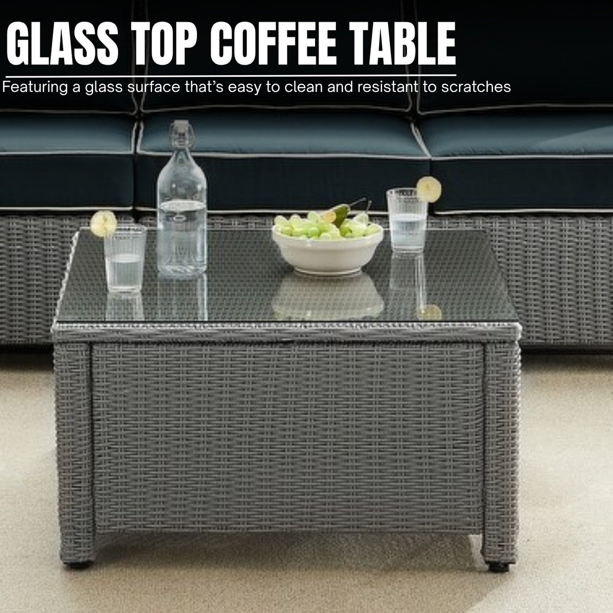 L-Shape Outdoor Wicker Sofa Set