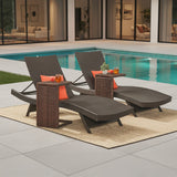 Outdoor Rattan Wicker Lounge Chairs Set of 2 with Matching Side Table