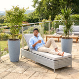 2-Piece Outdoor Wicker Planter Set (Silver Grey)