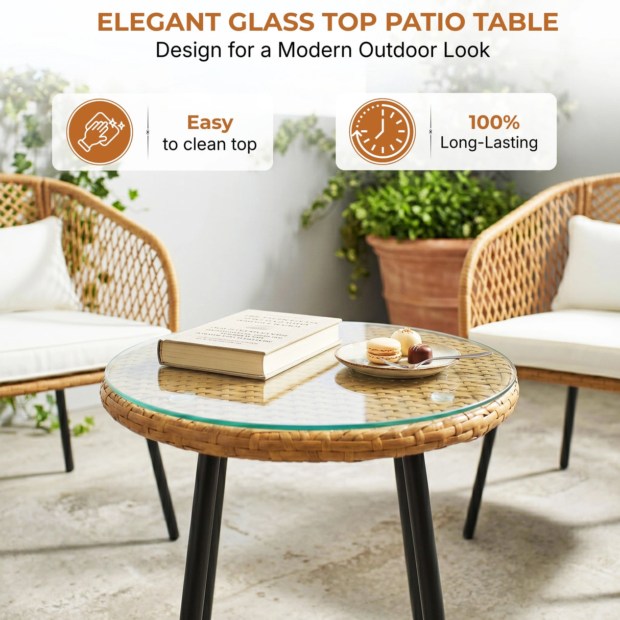 Outdoor Wicker 3-Piece Patio Set