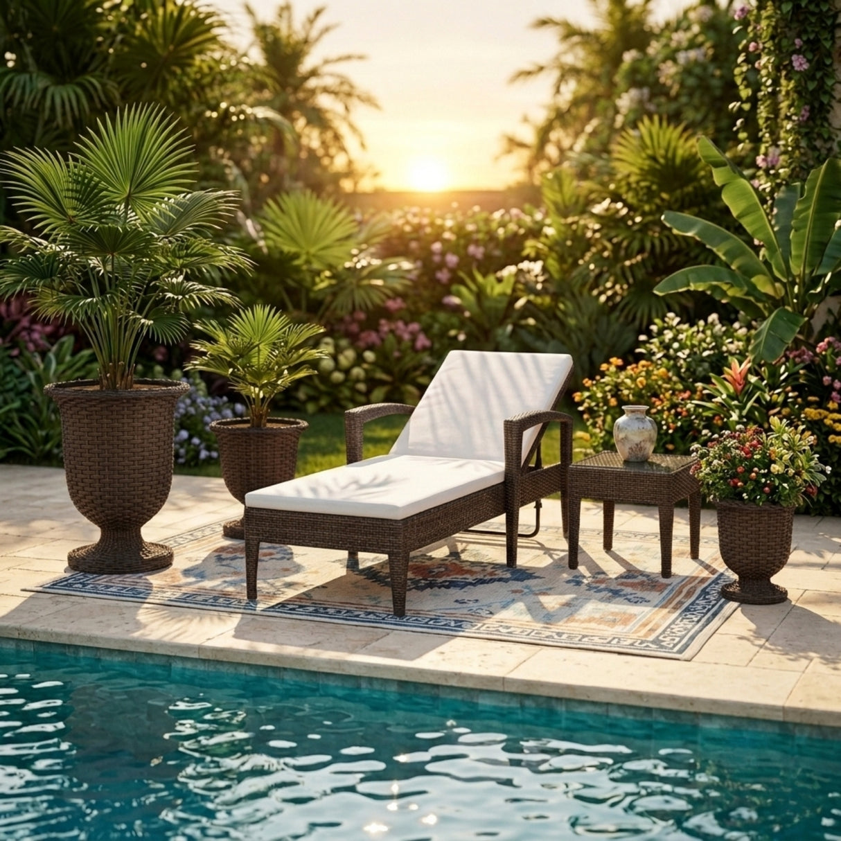 Outdoor Rattan Wicker Urn Planter Set of 3 (Dark Brown)