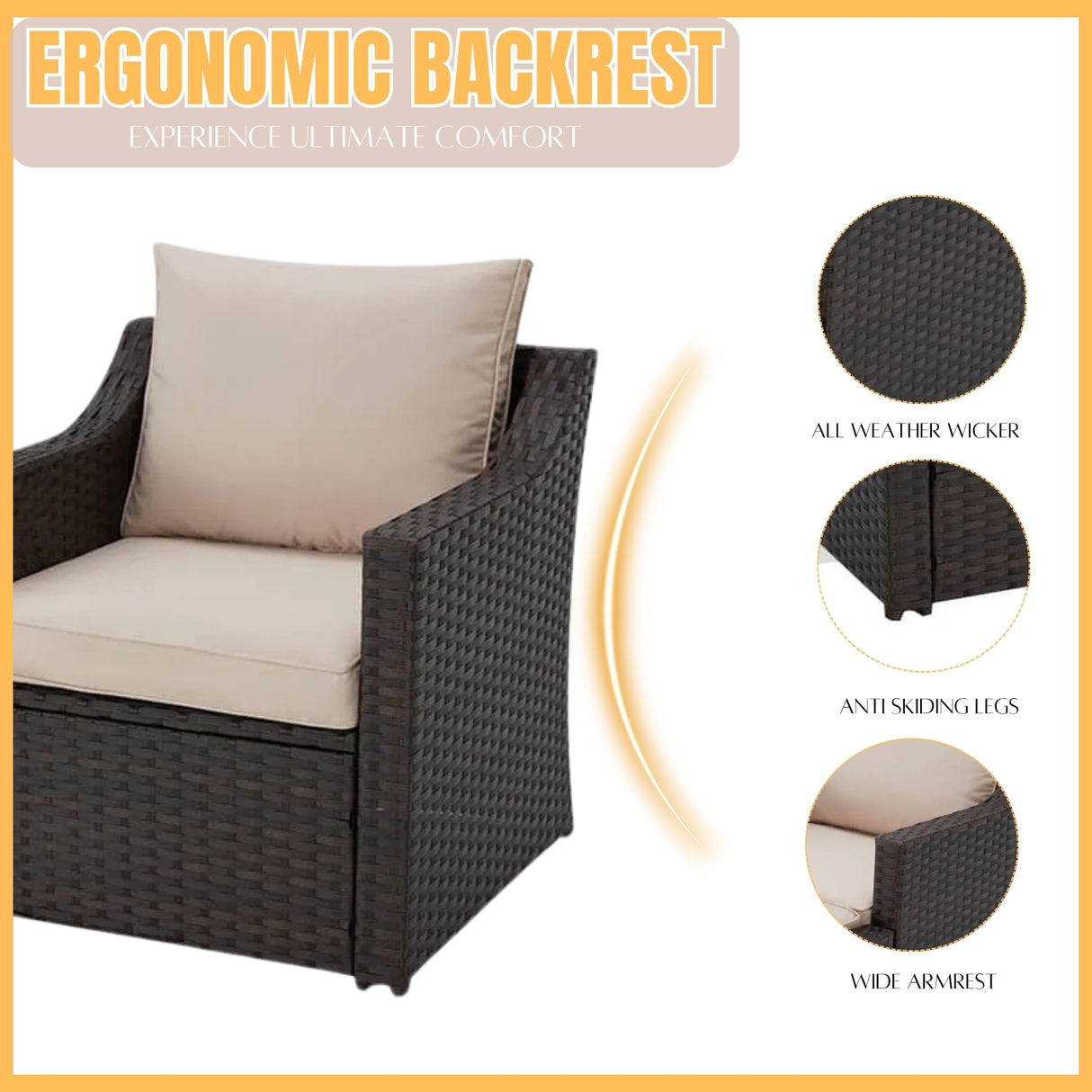 Outdoor Wicker 5-Piece Patio Sofa Set
