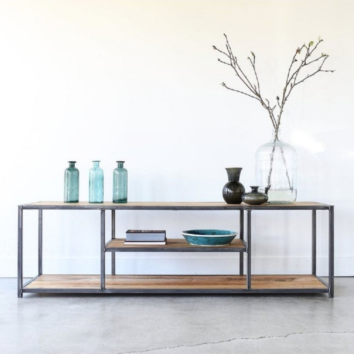 Sheesham Wood Top Open Media Console Table
