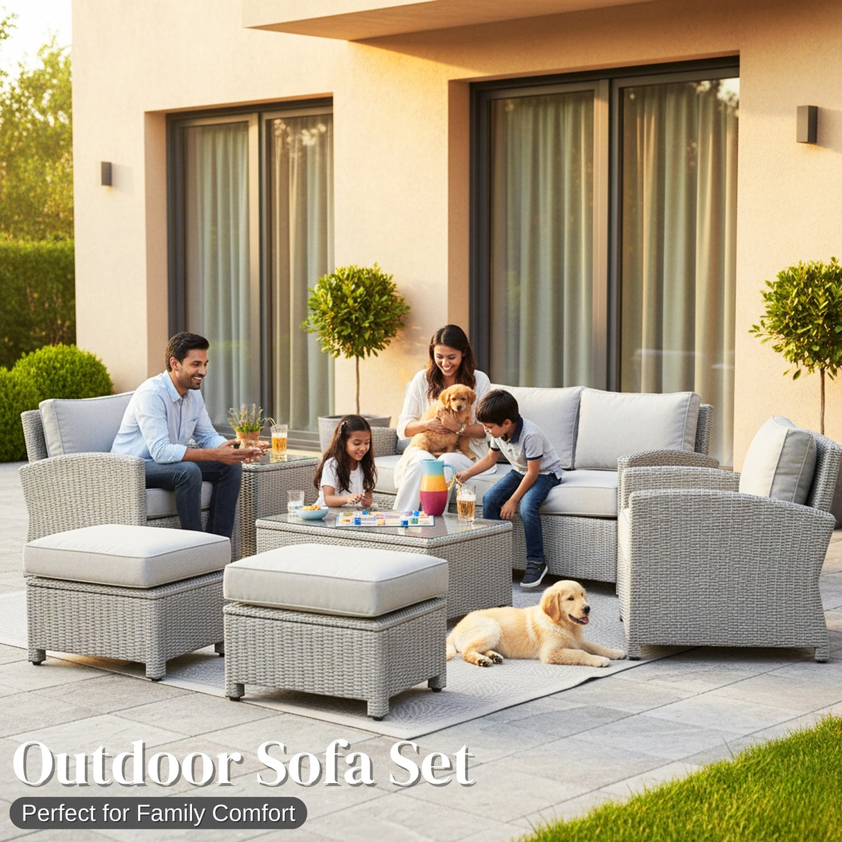 7 Piece Outdoor Wicker Conversation Furniture Set