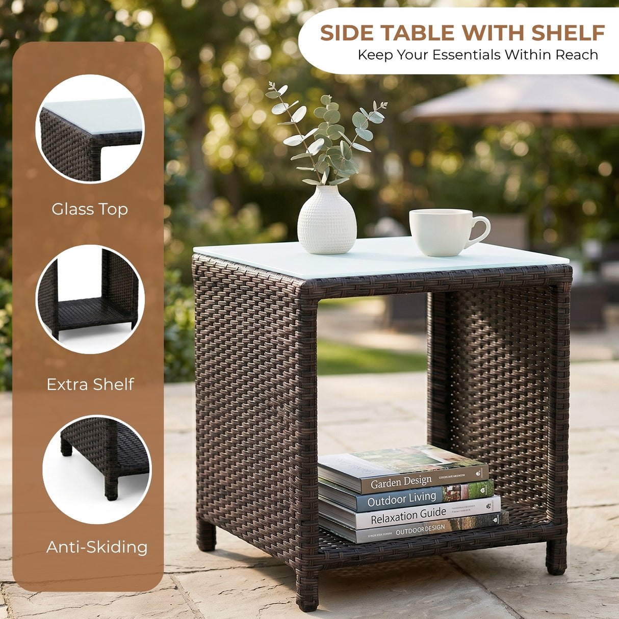 Outdoor 5 Piece Patio Wicker All Weather Sectional Furniture Set