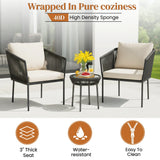 Outdoor Rope Patio Set with Glass Top Table