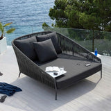 Outdoor Grey Rope Patio Daybed with Comfortable Dark Grey Cushion