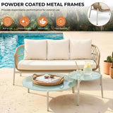 Outdoor 5 Seater Rope Conversation Sofa Set (Beige & Cream)