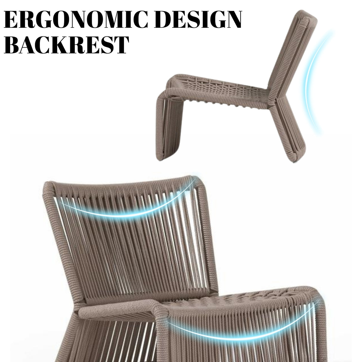 3-Piece Outdoor Beige Rope Patio Set