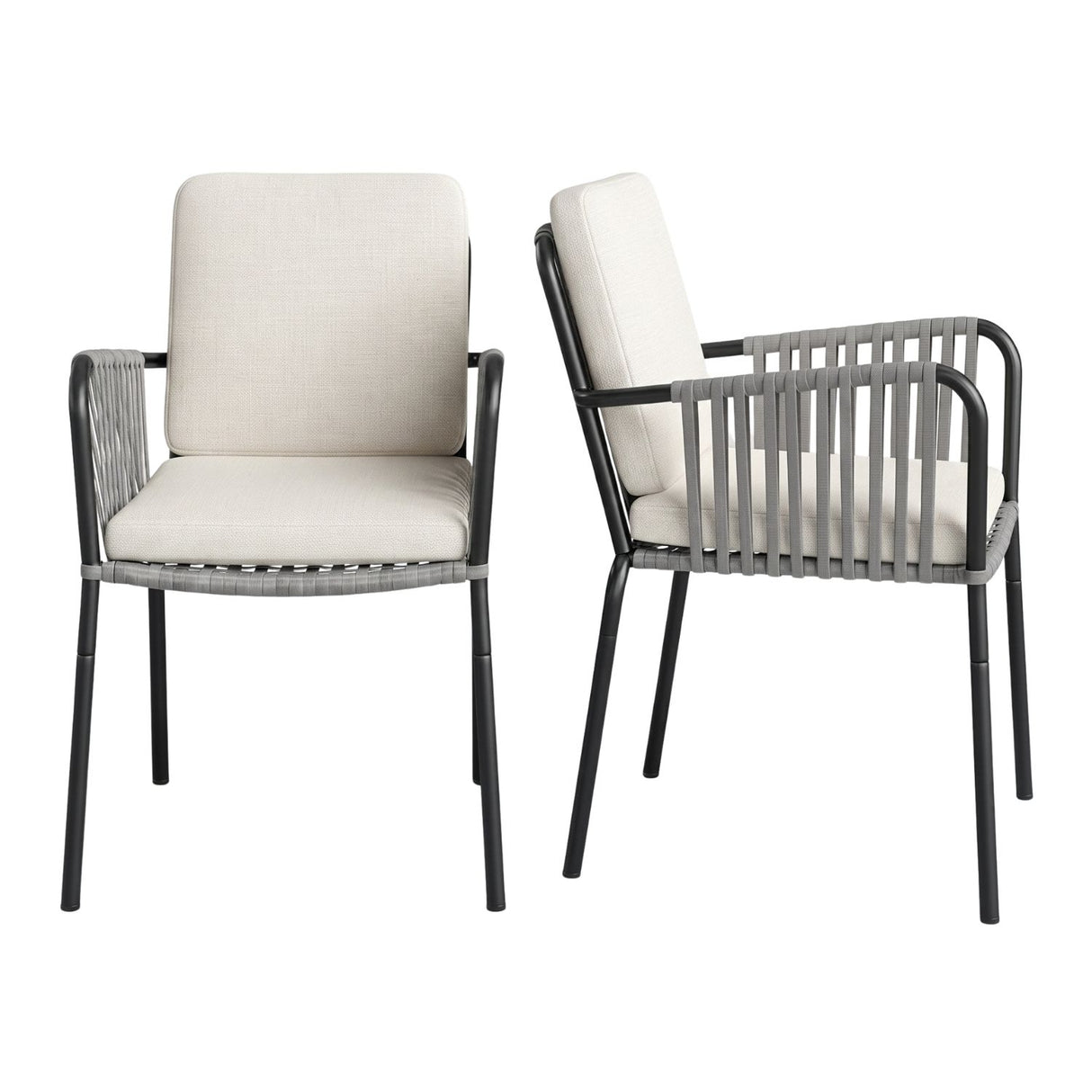 2-Piece Outdoor Rope Patio Dining Chairs