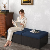 Outdoor Rattan Wicker 2-Piece Ottoman Set