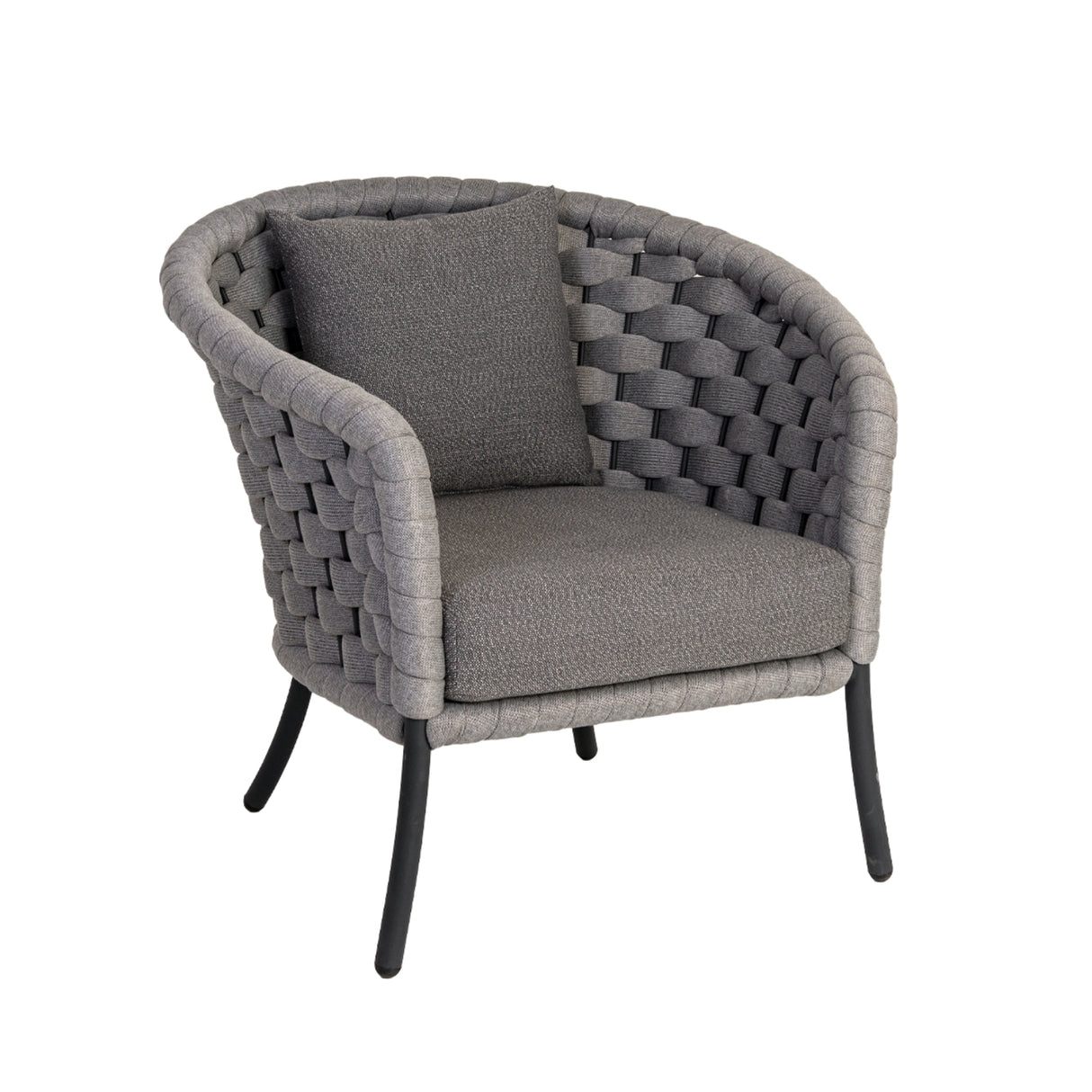 Outdoor Grey Rope 4 Piece Patio Sofa Set with Dark Grey Cushions