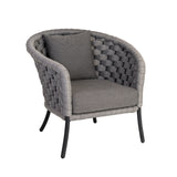 Outdoor Grey Rope 4 Piece Patio Sofa Set with Dark Grey Cushions