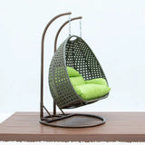 Double Seater Hanging Swing Chair (Dark Brown/Green)