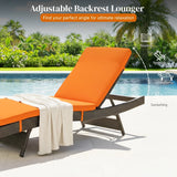 Outdoor Rattan Wicker Chaise Lounger For Poolside