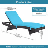 Outdoor Rattan Wicker Chaise Lounger For Poolside