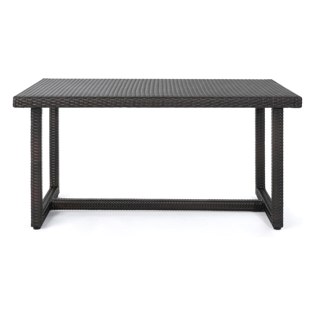Outdoor Rattan Wicker Patio Table (Dark Brown)