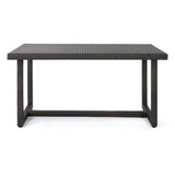 Outdoor Rattan Wicker Patio Table (Dark Brown)