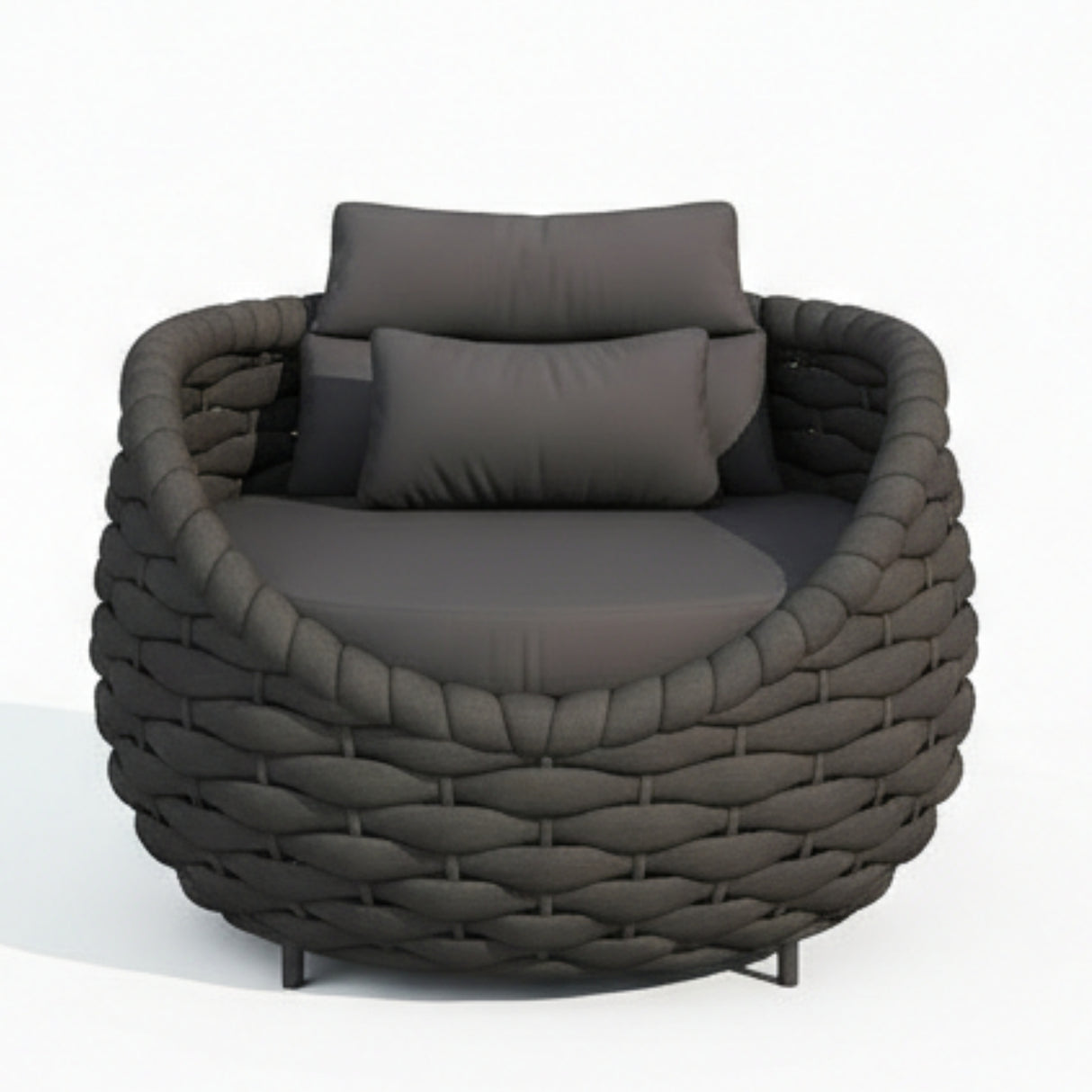 4 Piece Outdoor Rope Sofa Set (Black)
