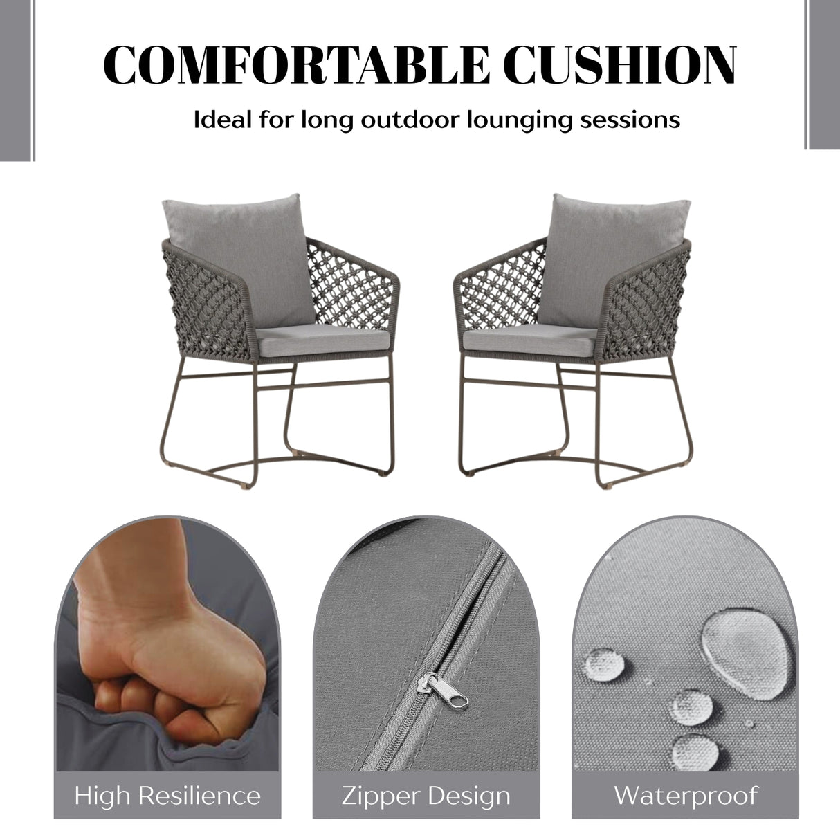 Outdoor Rope 2-Piece Patio Chairs