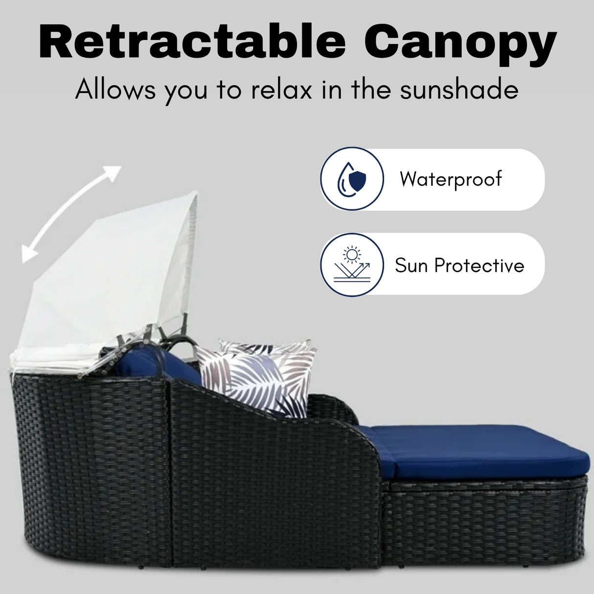 Outdoor Rattan Wicker Double Seater Canopy Daybed