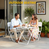 3-Piece Outdoor Wicker Folding Patio Set (White)