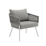 Outdoor Rope Sofa Set with Wooden Top Center Table (Grey)