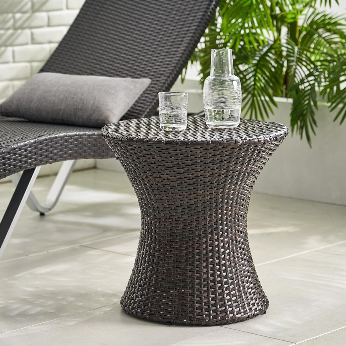 Outdoor Wicker Round Patio End Table