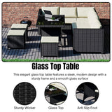 6-Piece Outdoor Wicker Patio Dining Set – Black/Cream