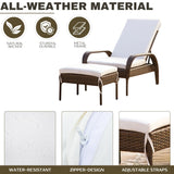 Outdoor Wicker 2 Piece Patio Armchair Recliner with Ottoman