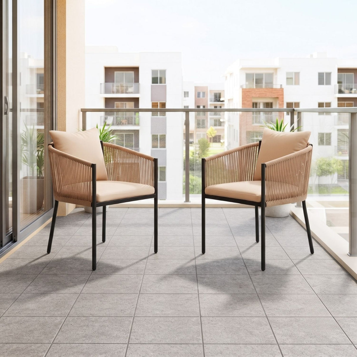 2-Piece Outdoor Rope Patio Dining Chairs