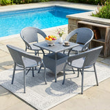 Outdoor Rattan Wicker 5-Piece Patio Furniture Set (Silver Grey)
