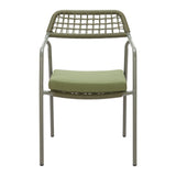 Outdoor Rope Dining Chair with Cushion (Green)
