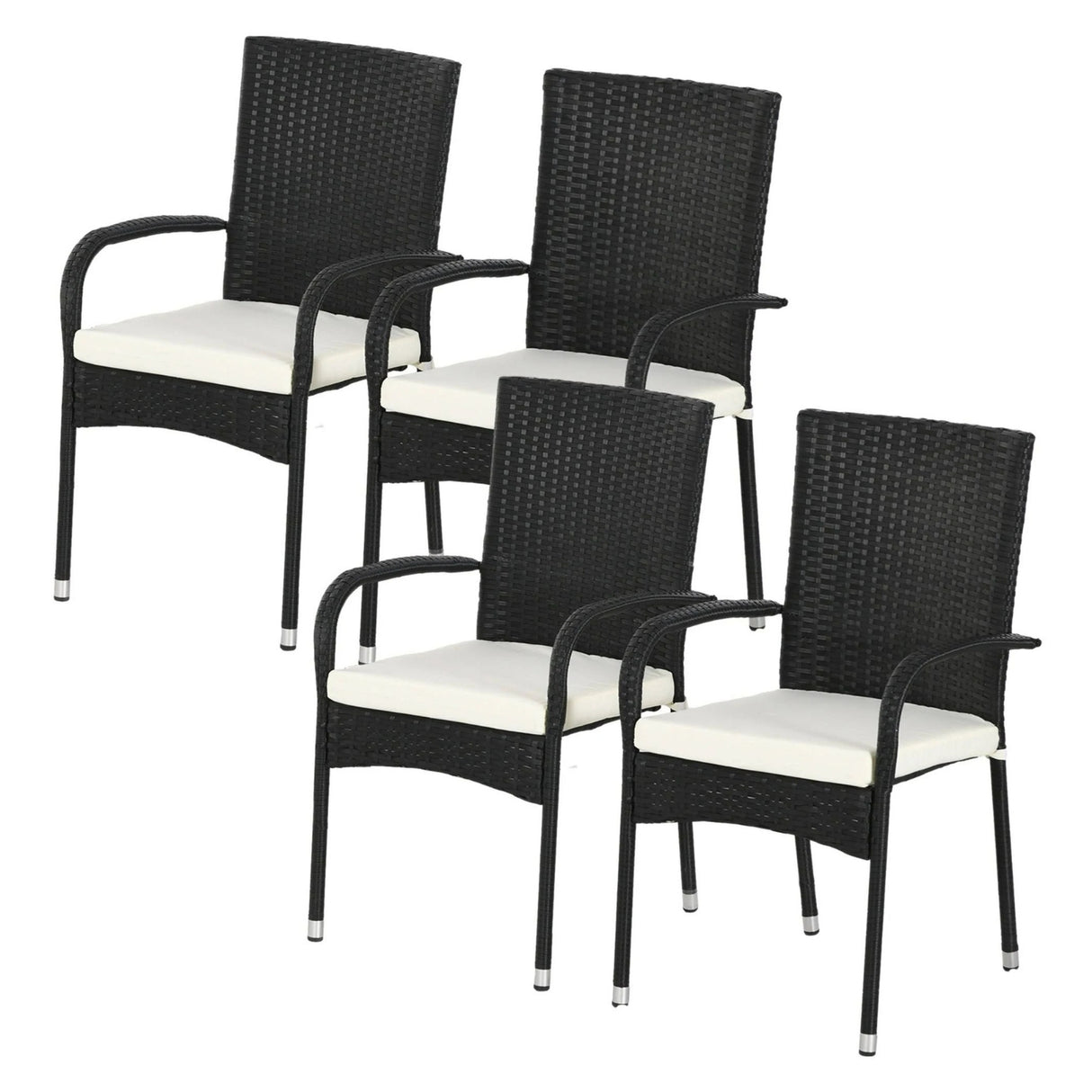 4-Piece Outdoor Rattan Wicker Patio Dining Chairs
