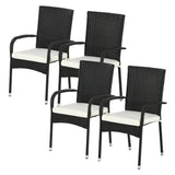 4-Piece Outdoor Rattan Wicker Patio Dining Chairs