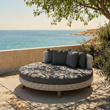 Outdoor All-Weather Rattan Wicker Round Daybed (Silver Grey & Dark Grey)