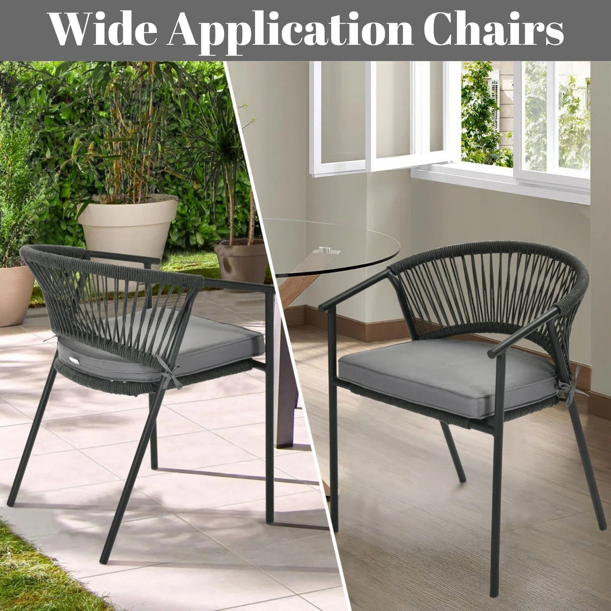 4-Piece Outdoor Rope Patio Dining Chairs