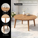 Outdoor Rope Sofa Set with  Round Slatted Coffee Table (Black & Off-White)