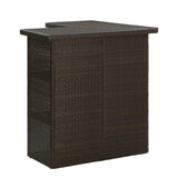 Outdoor Rattan Wicker Bar Table With Storage Selves
