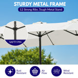 15FT Double-Sided Outdoor Patio Umbrella with Granite Base (White)