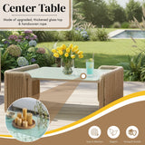 4-Piece Outdoor Rope Patio Conversation Set (Beige & Off-White)