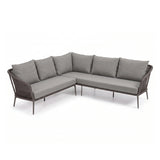 Outdoor Rope L-Shape Sofa Set with Center & Side Table (Grey)