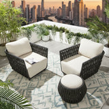 Outdoor Rope 3-Piece Patio Sofa Set (Grey & Off-White)