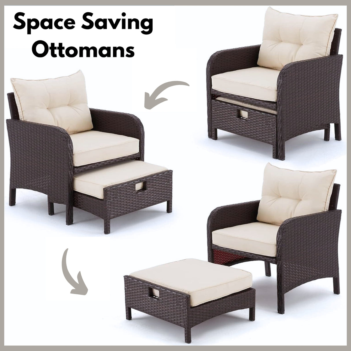 Outdoor 5 Piece Patio Wicker Furniture Set