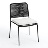 Outdoor Rope Dining Chair with Cushion (Black & White)