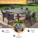 9-Piece Outdoor Rattan Wicker Square Dining Set