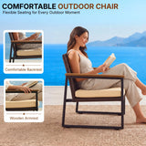 Outdoor 3-Piece Wicker Patio Set(Dark Brown & Cream)